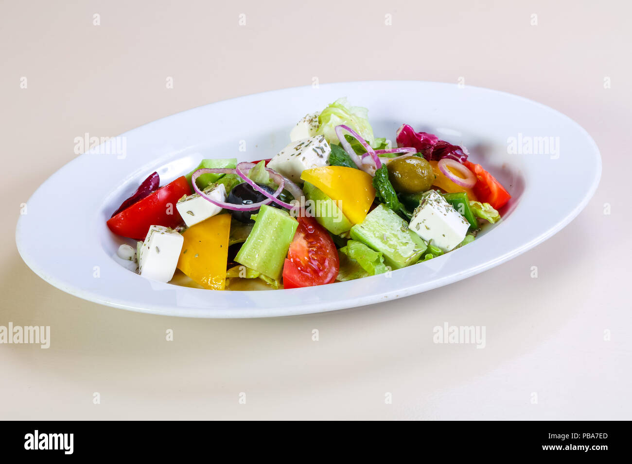 Traditional Greek salad with spices Stock Photo Alamy