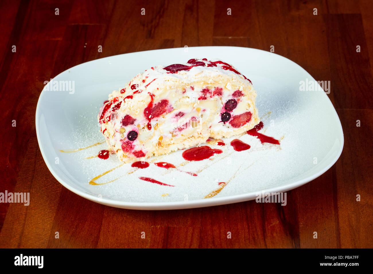 Sweet strawberry cake slice Stock Photo - Alamy