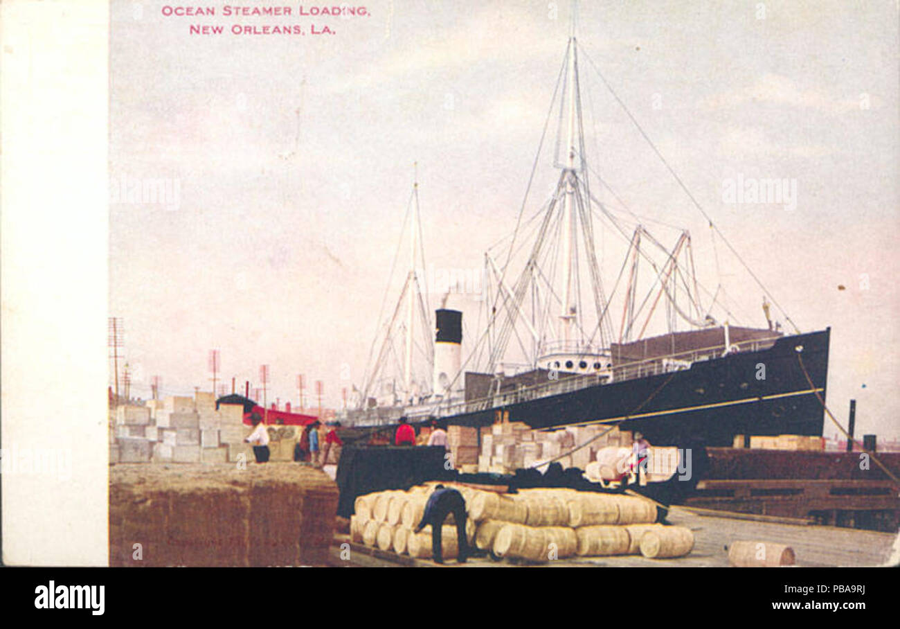 . English Postcard view of an ocean steamer docked in New Orleans