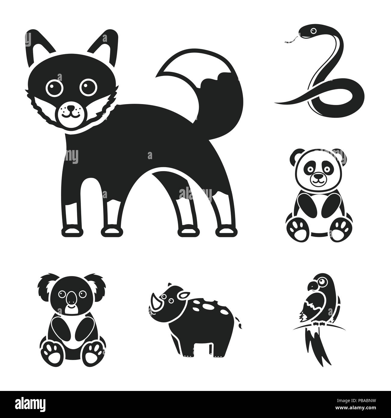 An unrealistic animal black icons in set collection for design. Toy ...