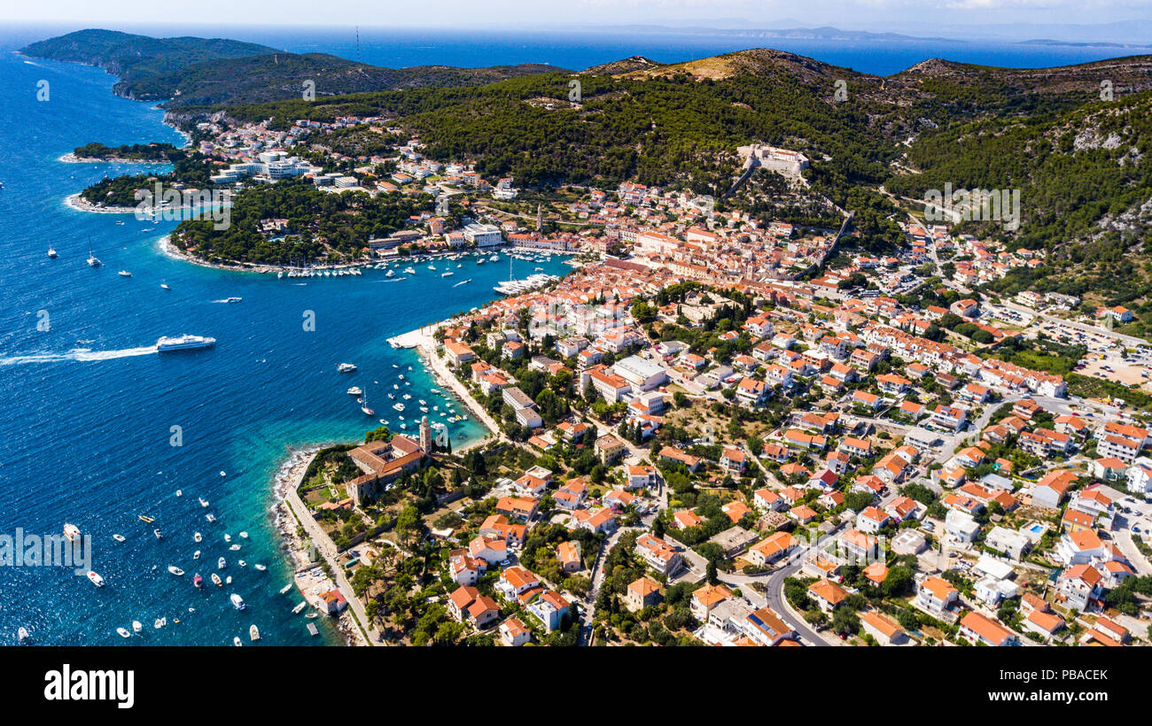 Aerial view of Hvar, Croatia Stock Photo