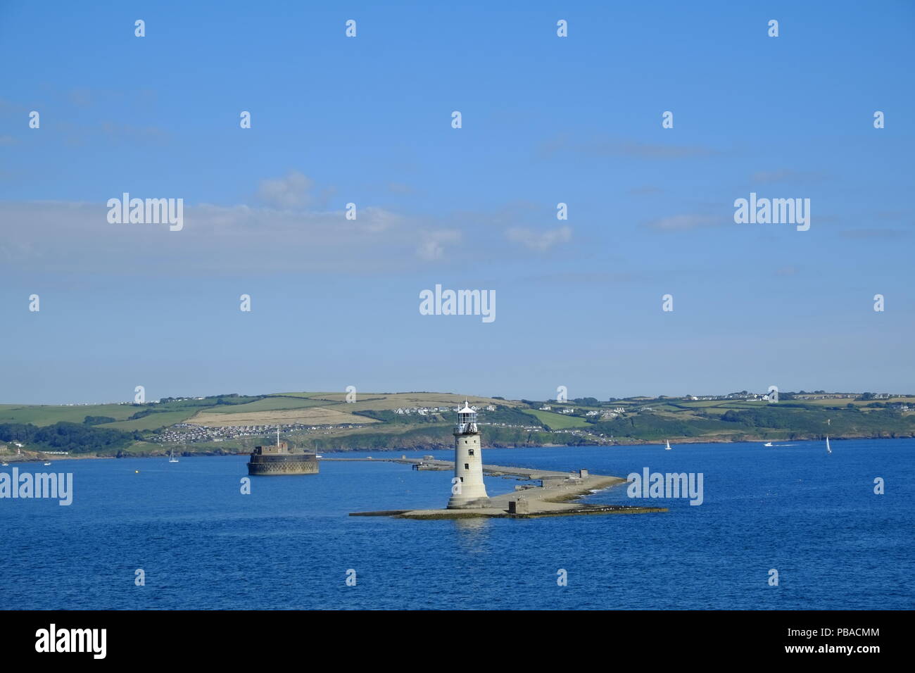 The breakwater in Plymouth Sound. Plymouth, Devon. UK Stock Photo