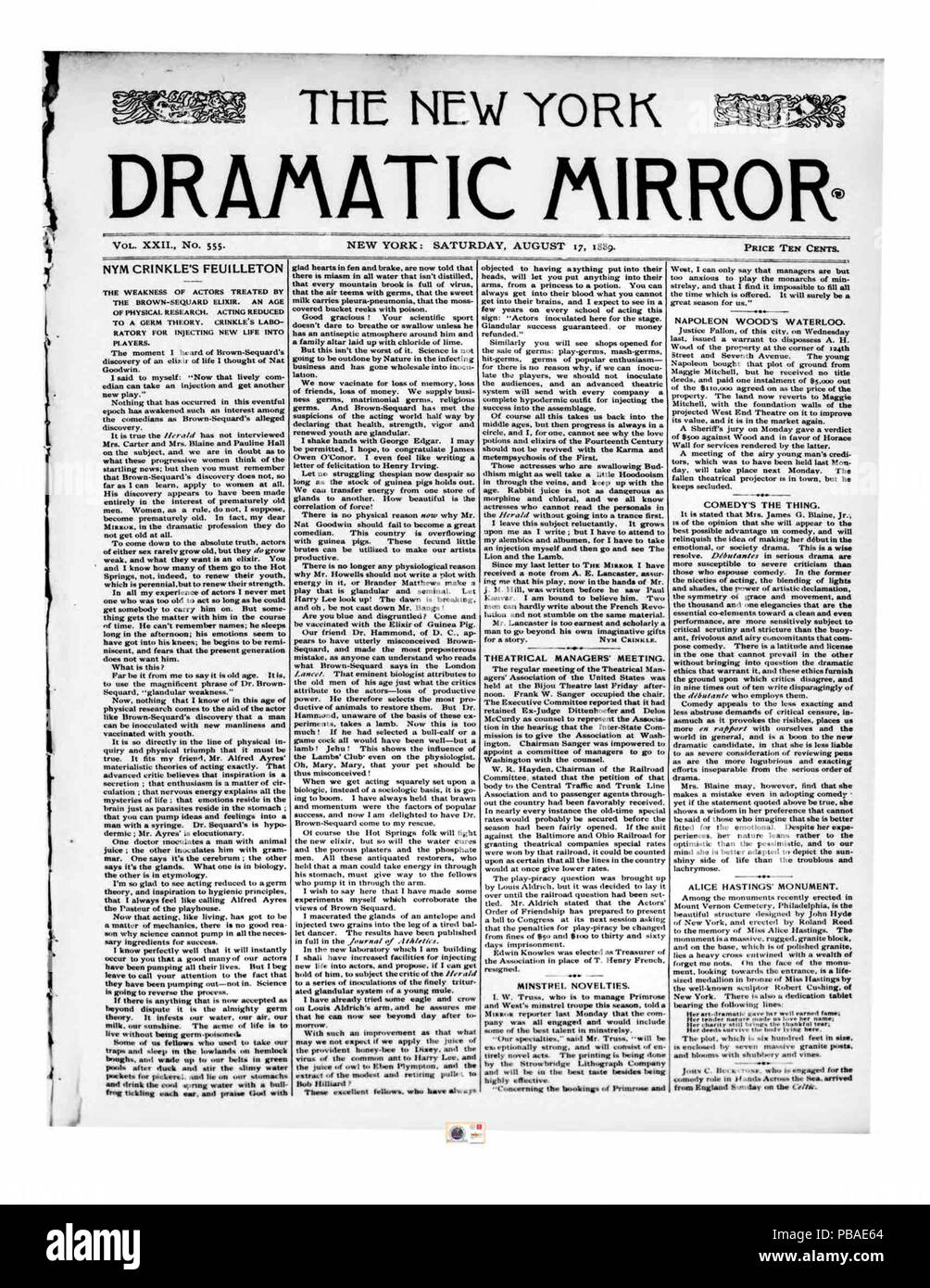 1096 New York Dramatic Mirror 1889-08-17 p. 1
