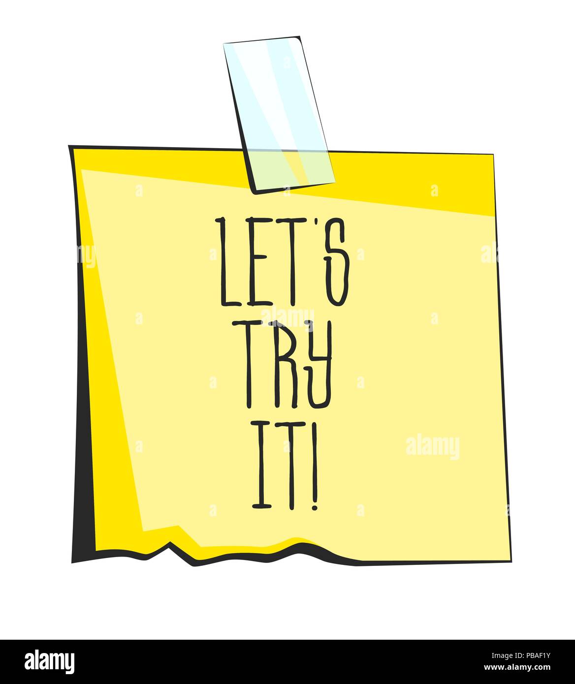 Lets Try It Paper Sticky Note Retro Reminder Sticker Stock Vector
