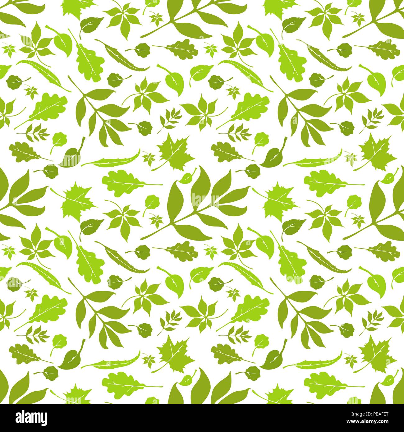 Russian forest seamless pattern. Camouflage fabric.  European trees design. Oak, linden, birch, chestnut, willow, alder, ash and maple leaves. Vector  Stock Vector