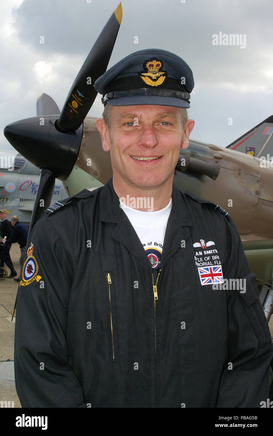 Officer Commanding Royal Air Force, RAF Battle of Britain Memorial Flight pilot Sqn Ldr Ian Smith in uniform Stock Photo