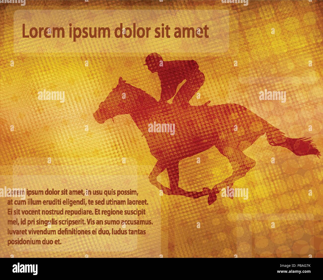 jockey on racing horse over abstract background with space for text - vector Stock Vector