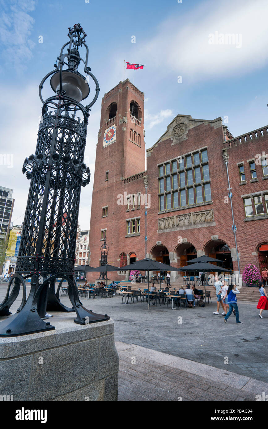 The old stock exchange building, Beurs of Berlage, nearby the Dam in Amsterdam Stock Photo