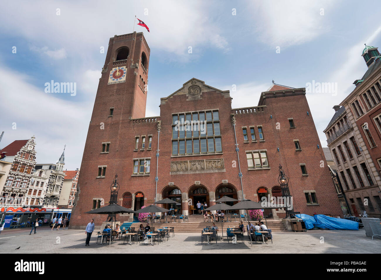 The old stock exchange building, Beurs of Berlage, nearby the Dam in Amsterdam Stock Photo