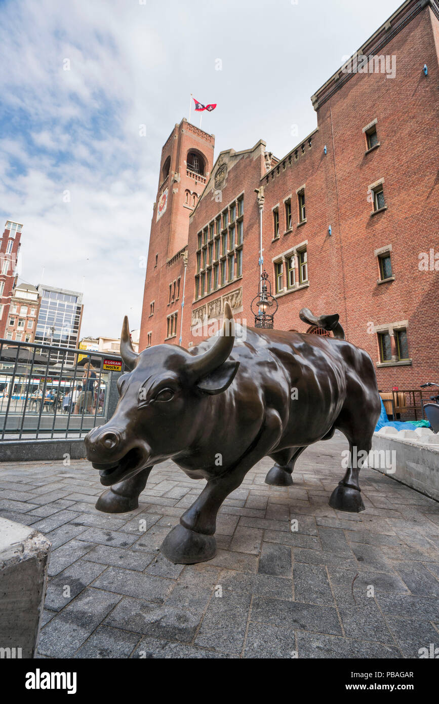 The old stock exchange building, Beurs of Berlage, nearby the Dam in Amsterdam Stock Photo