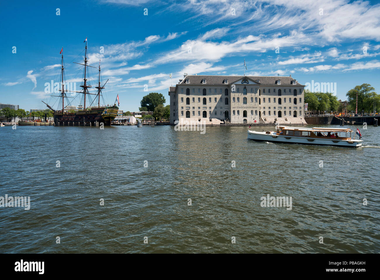 Dutch Shipping Museum in Amsterdam with sloops Stock Photo