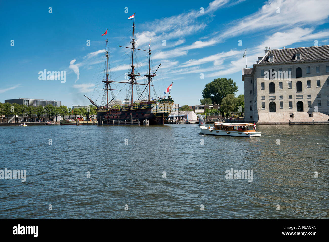 Dutch Shipping Museum in Amsterdam with sloops Stock Photo