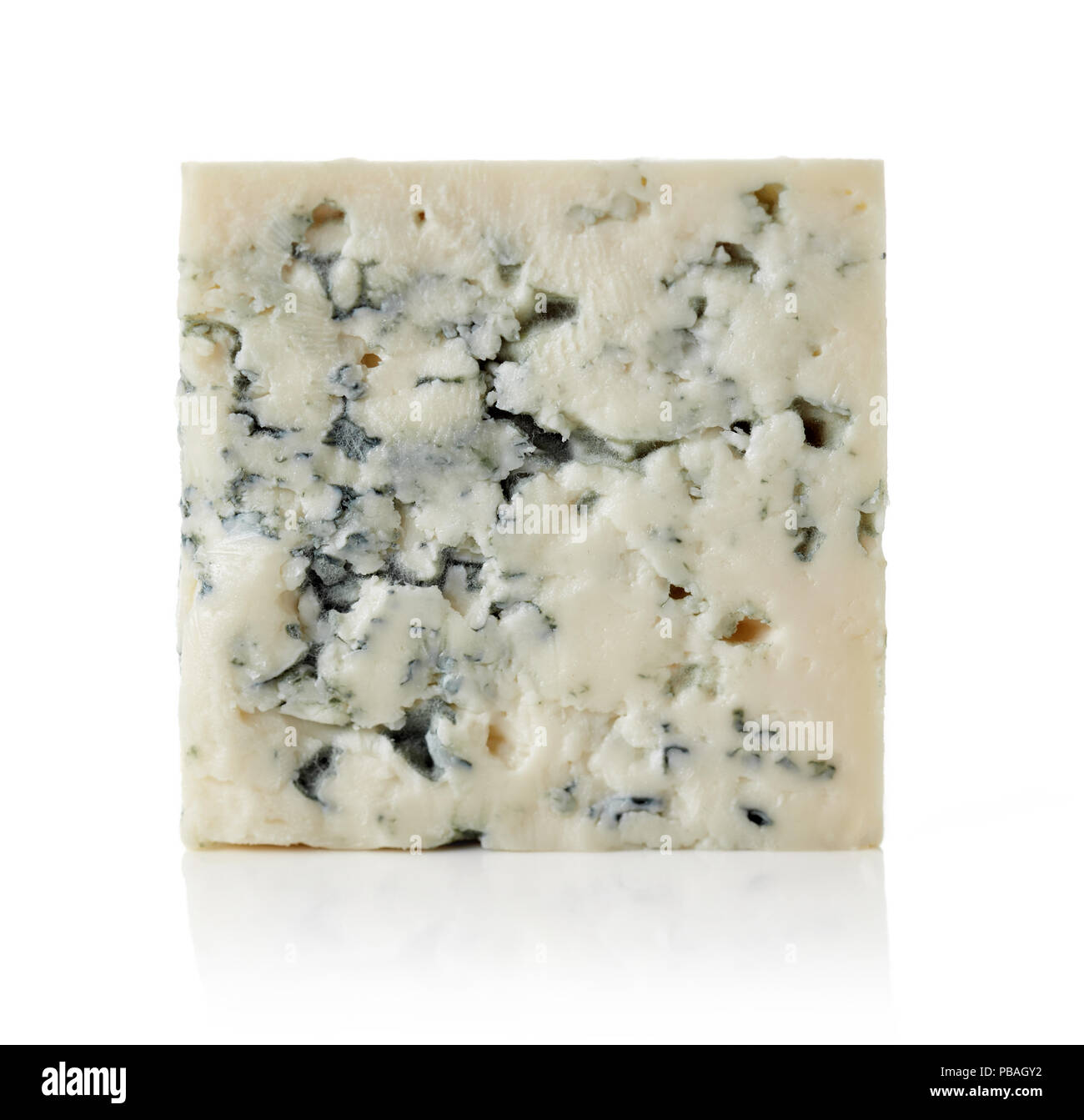 Blue cheese cube isolated on white background Stock Photo - Alamy