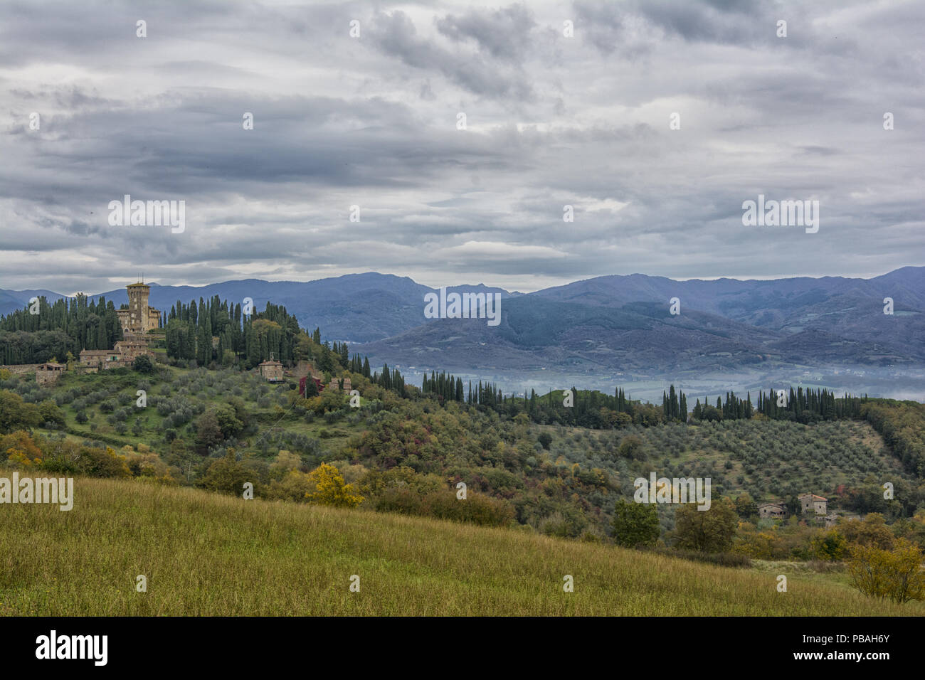 THE CASTLE IN THE VALLEY Stock Photo