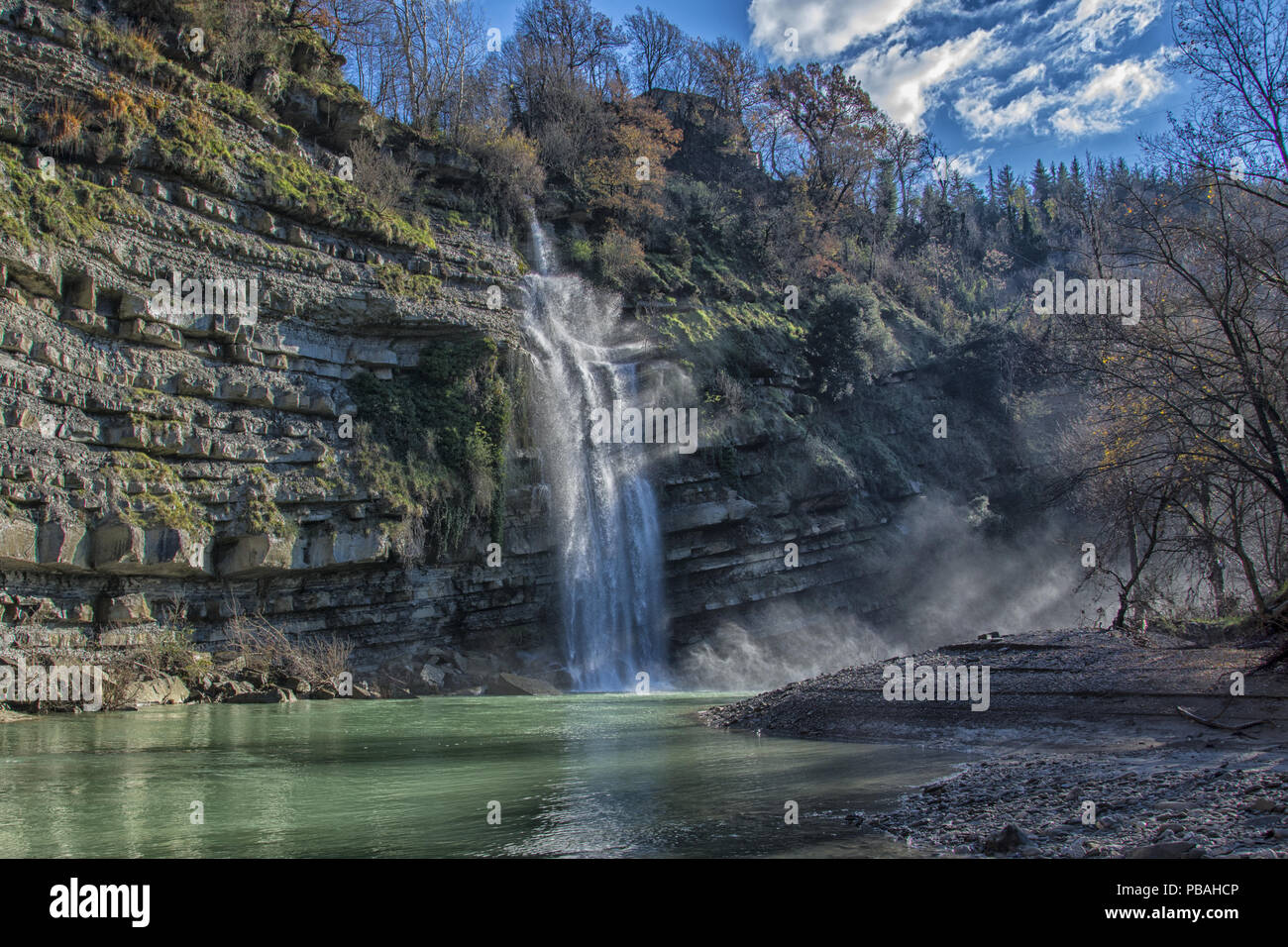 MOUNTAIN WATERFALL Stock Photo