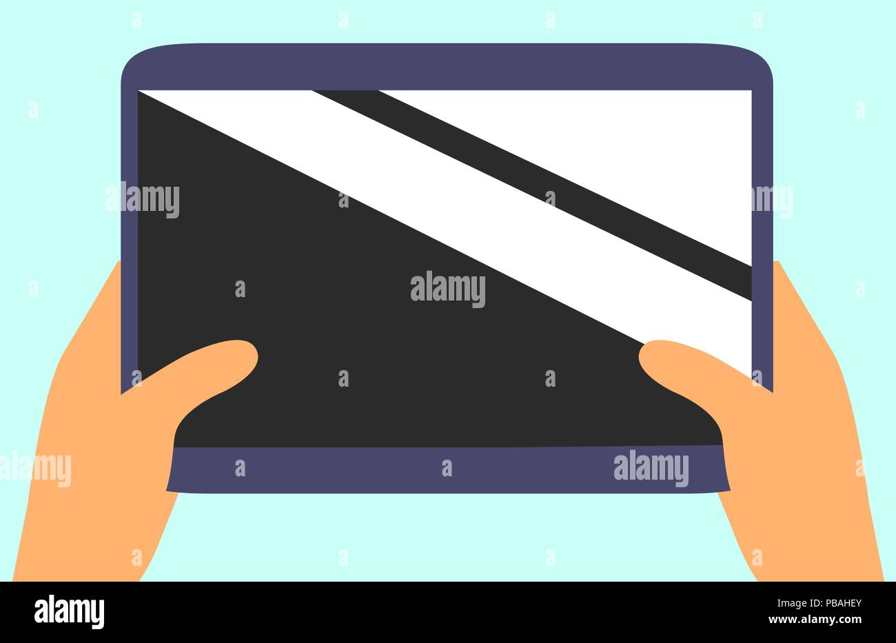 Digital tablet in hands.  Flat vector touchpad  icon. Stock Vector