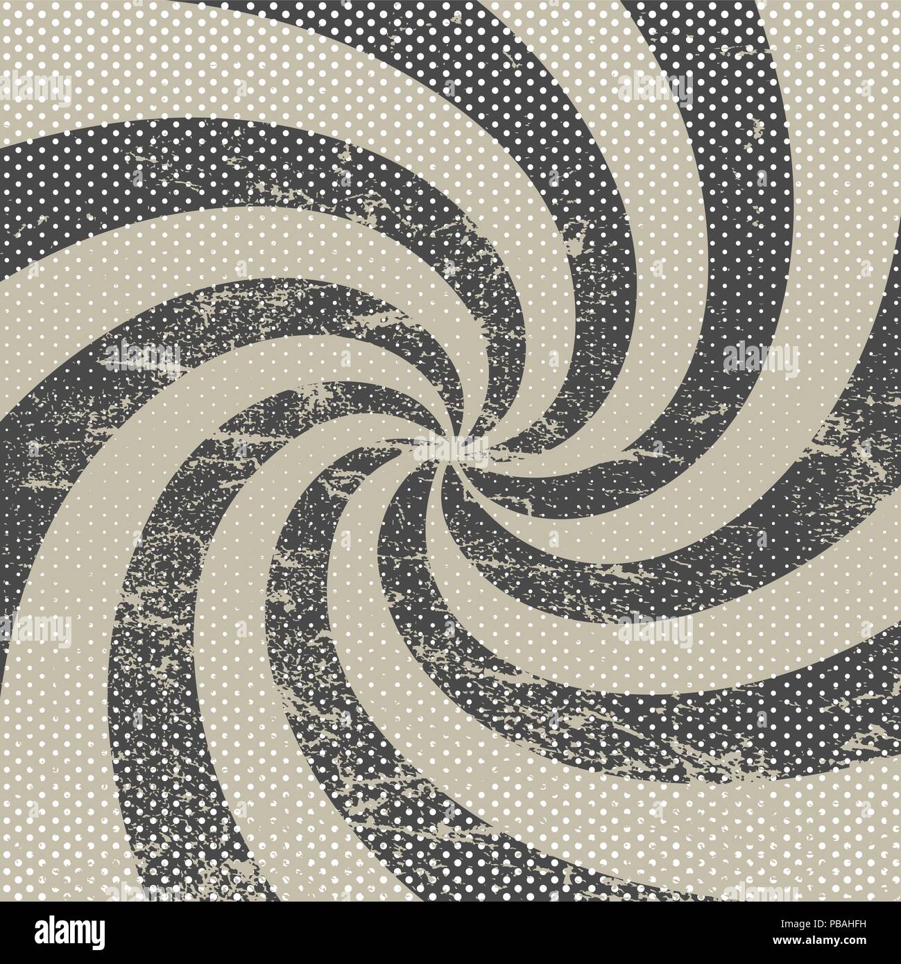 Vintage paper, retro rays background, scratched texture, dots. Vector layout Stock Vector