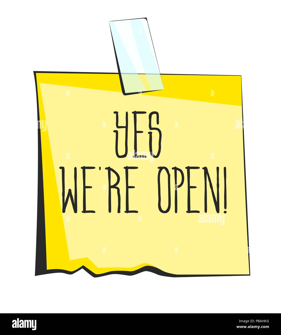 Yes we are open paper sticky note. Retro reminder sticker Stock Vector ...
