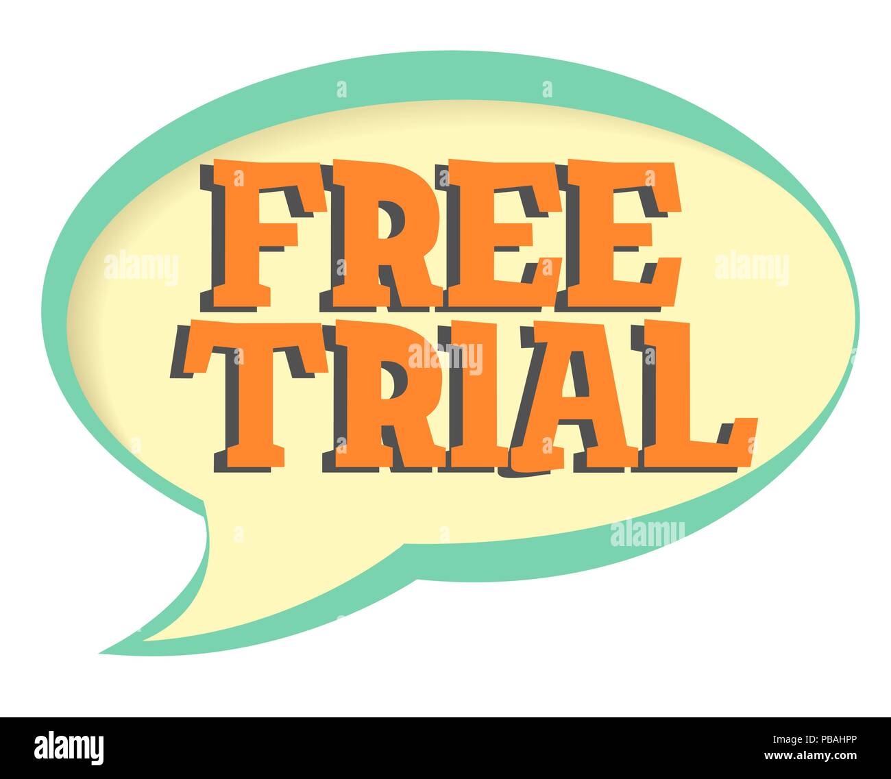 Free trial vector sticker. Volume frame with shadow. Speech bubble in retro style. Stock Vector