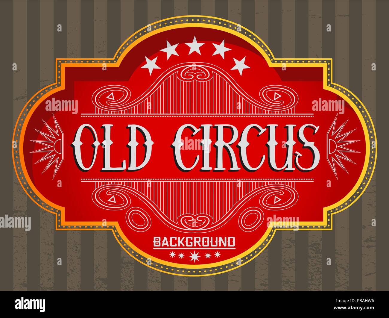 Old circus background. Gold vintage frame on dark gray stripes