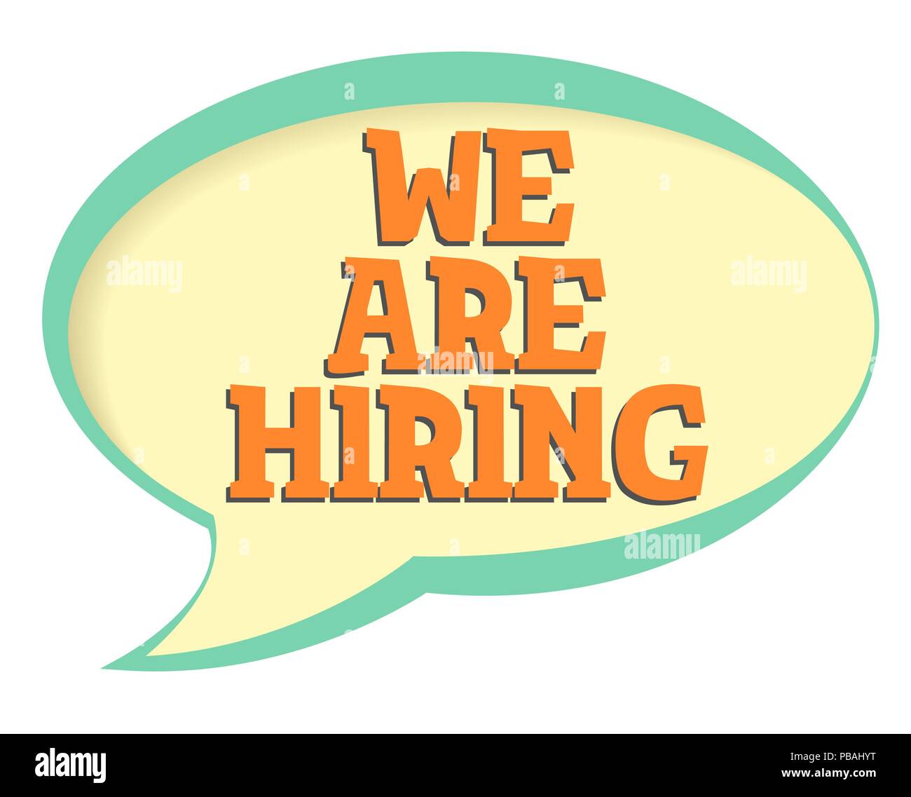 We are hiring vector sticker. Volume frame with shadow. Speech bubble