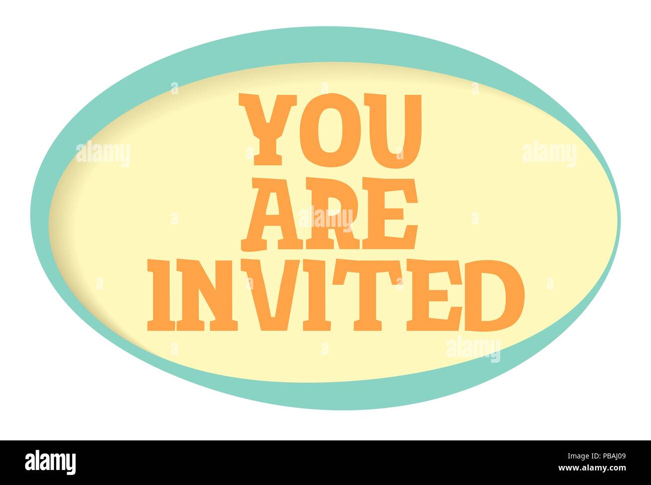 You are invited vector sticker. Volume frame with shadow. Speech bubble in retro style. Stock Vector