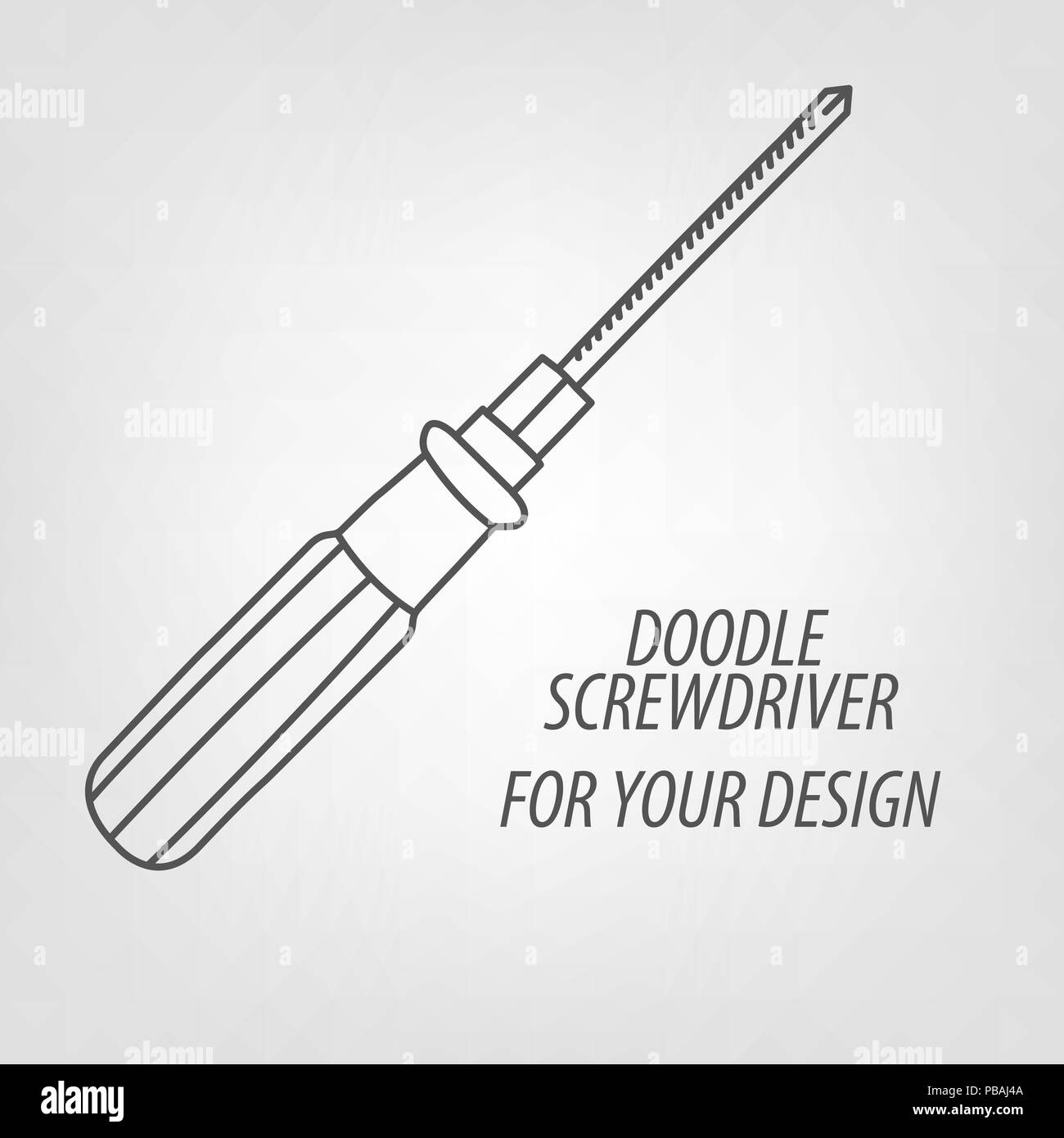 Doodle screwdriver. Under construction concept object. Vector