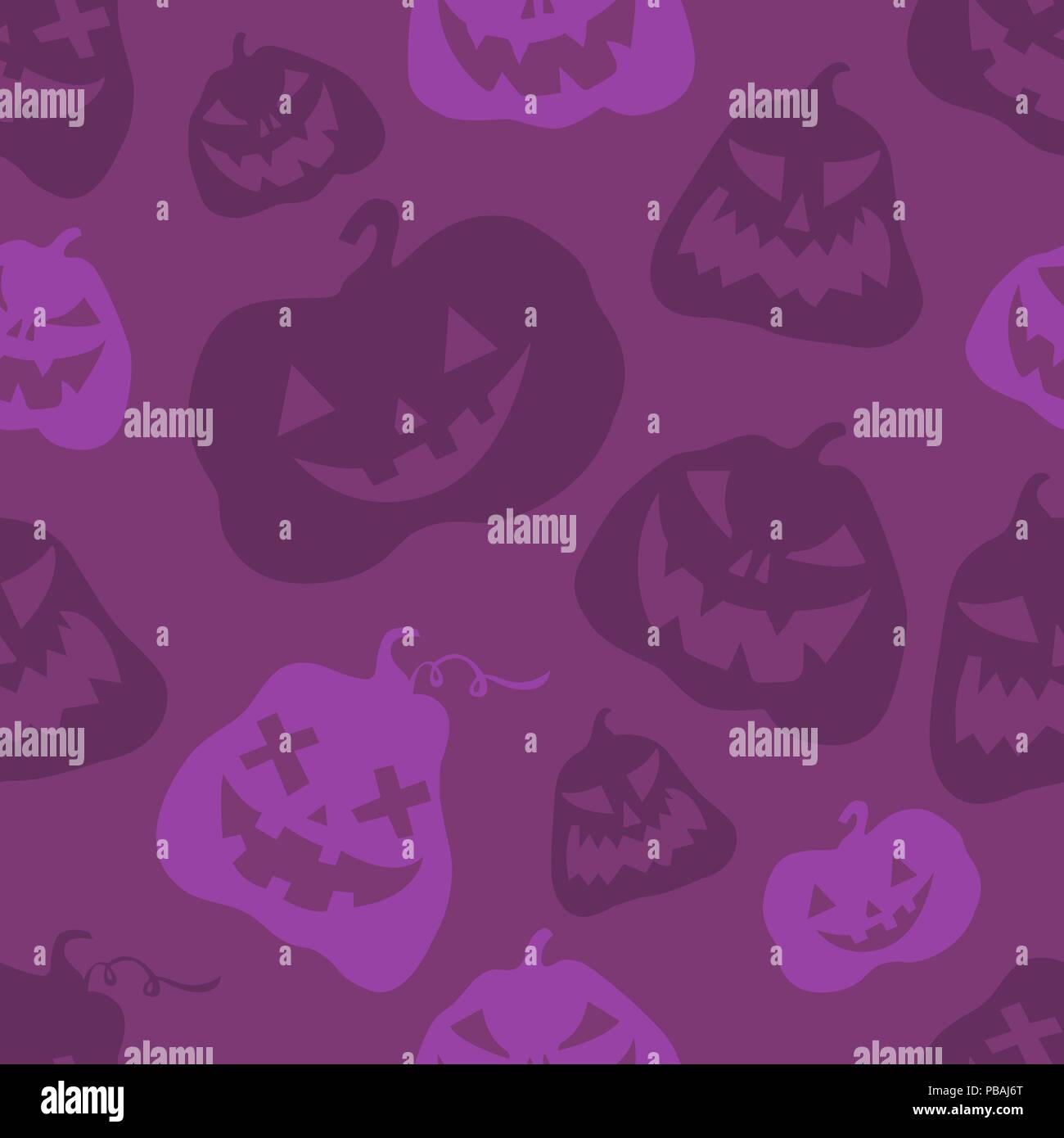 Halloween pumpkins seamless pattern. Violet vector illustration in ...