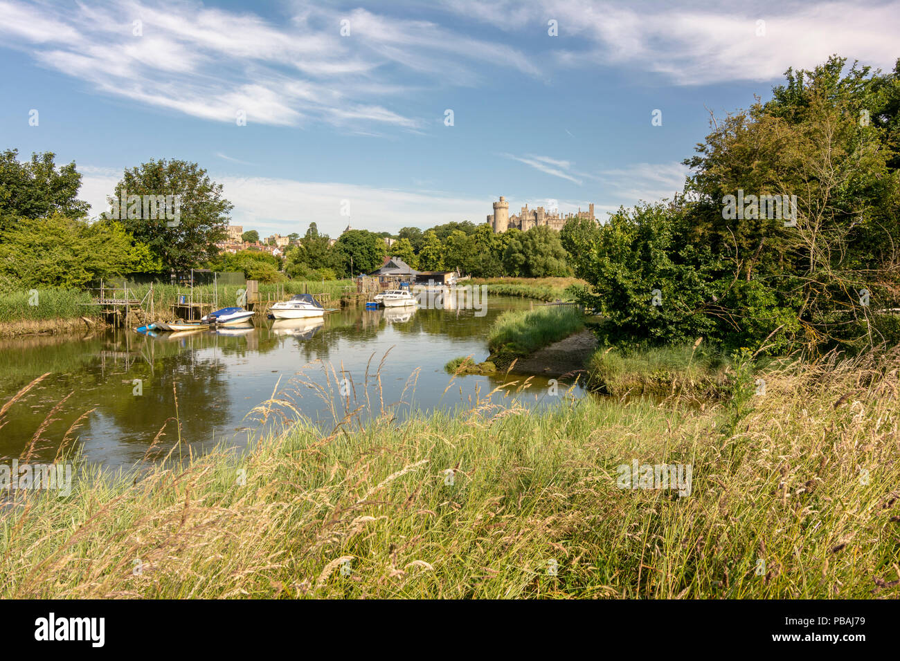 The River Arun with Arundel Castle just visible in the middle