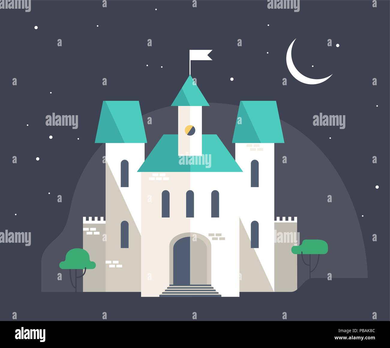 Castle at night, flat style vector illustration Stock Vector Image ...
