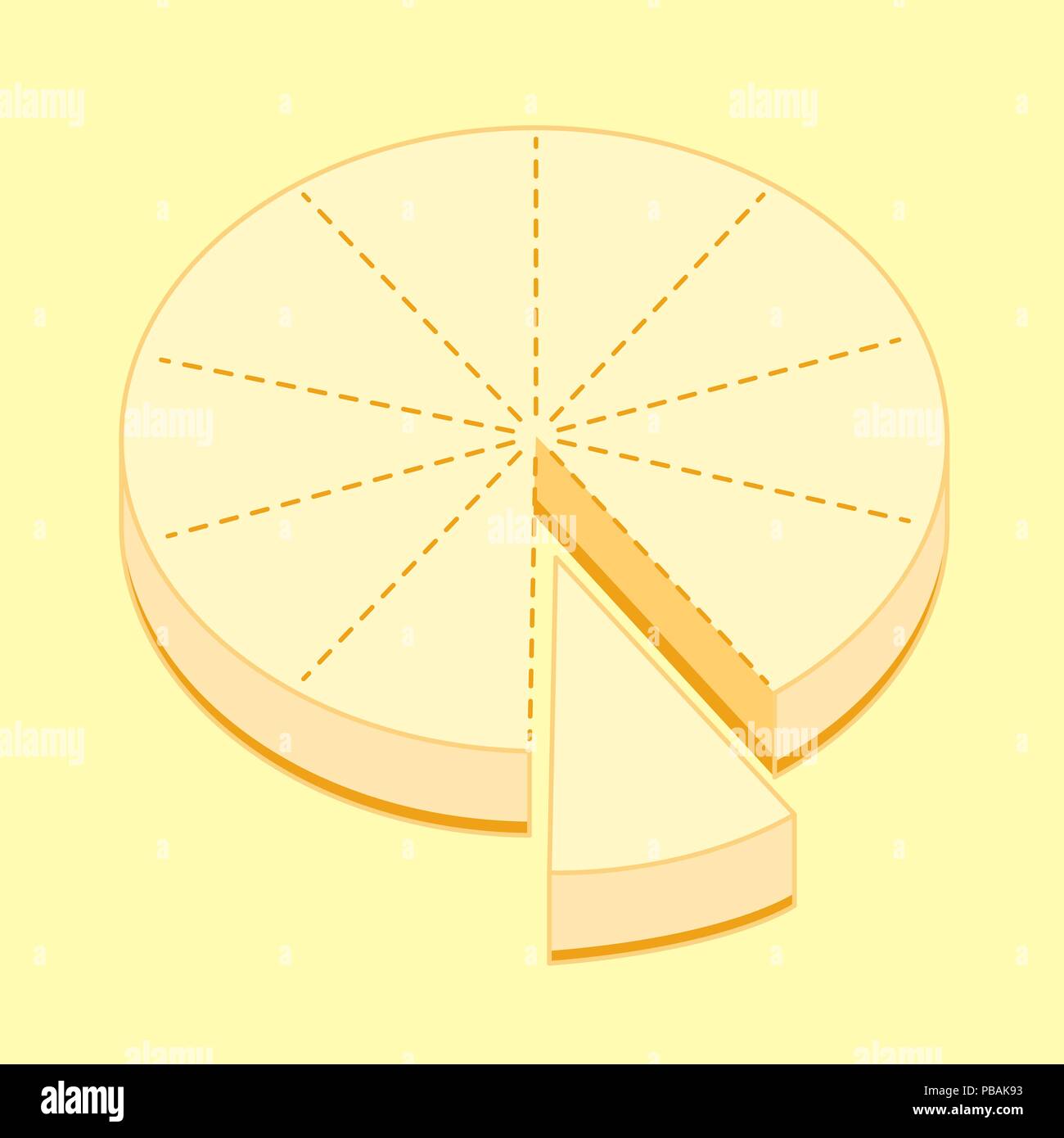 Cheesecake ten pieces partition scheme, vector sketch illustration ...