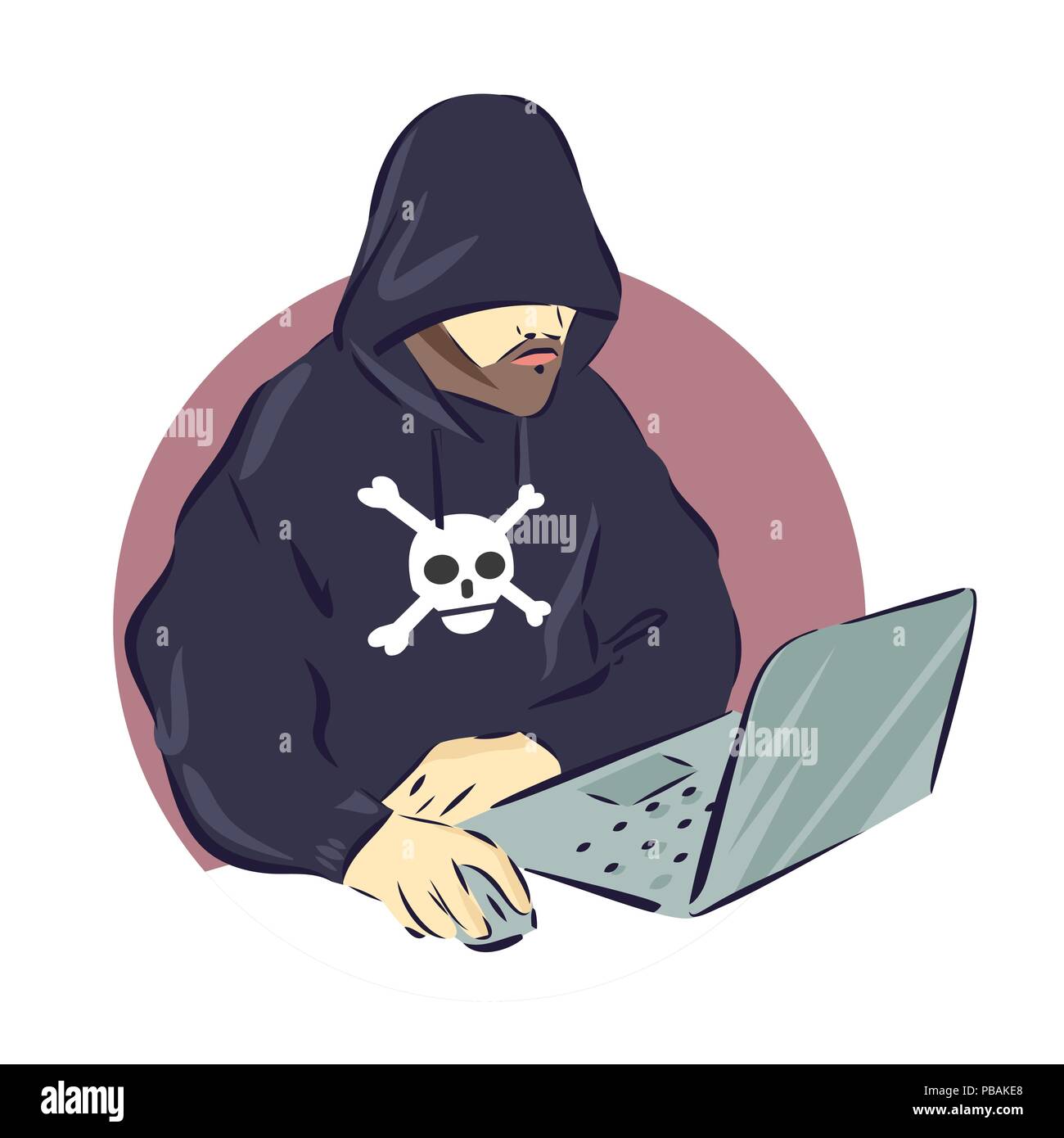 Hacker on laptop icon, web criminal sign, vector illustration Stock Vector
