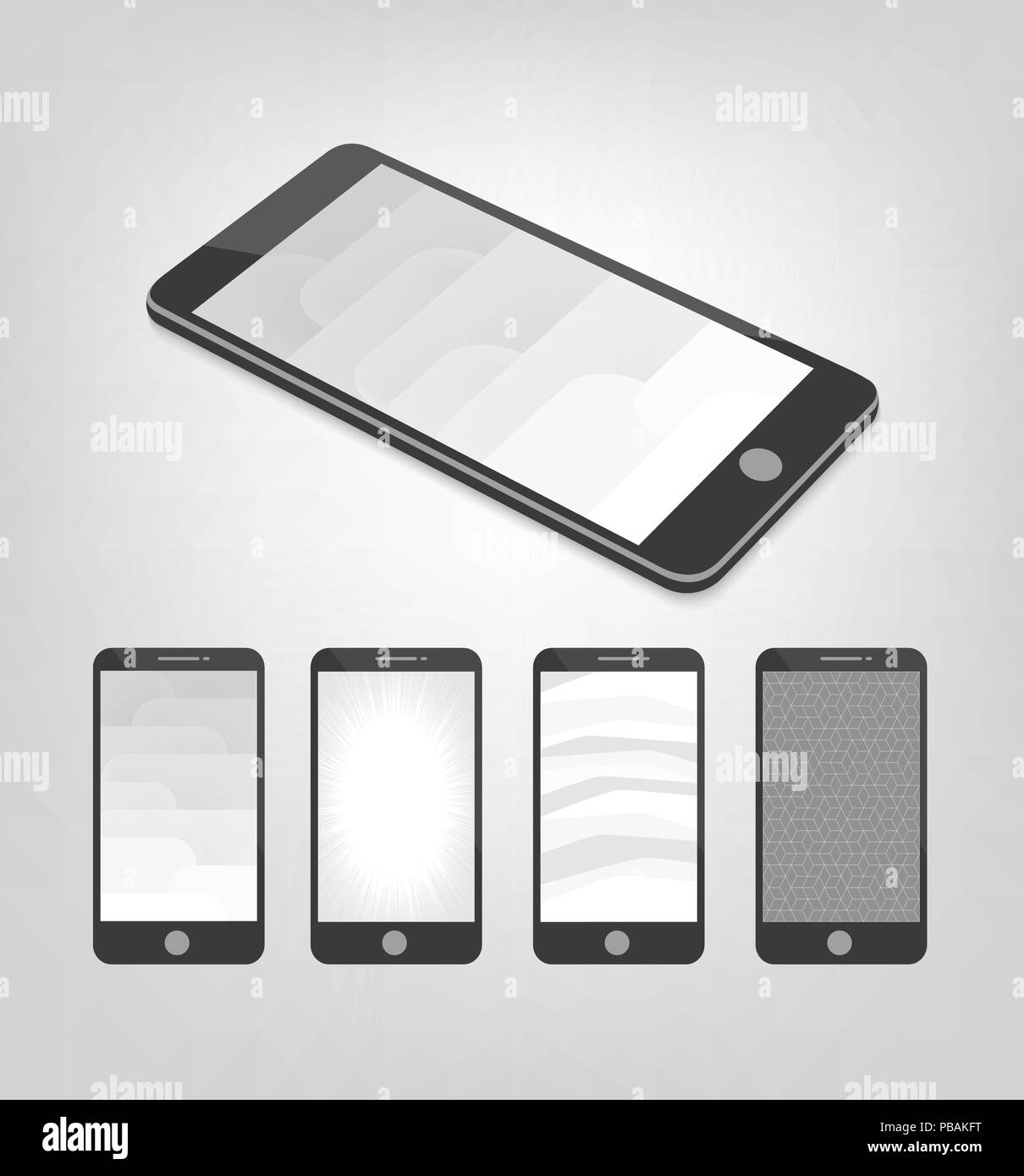 Set of white and gray vector backgrounds on smartphone layout Stock