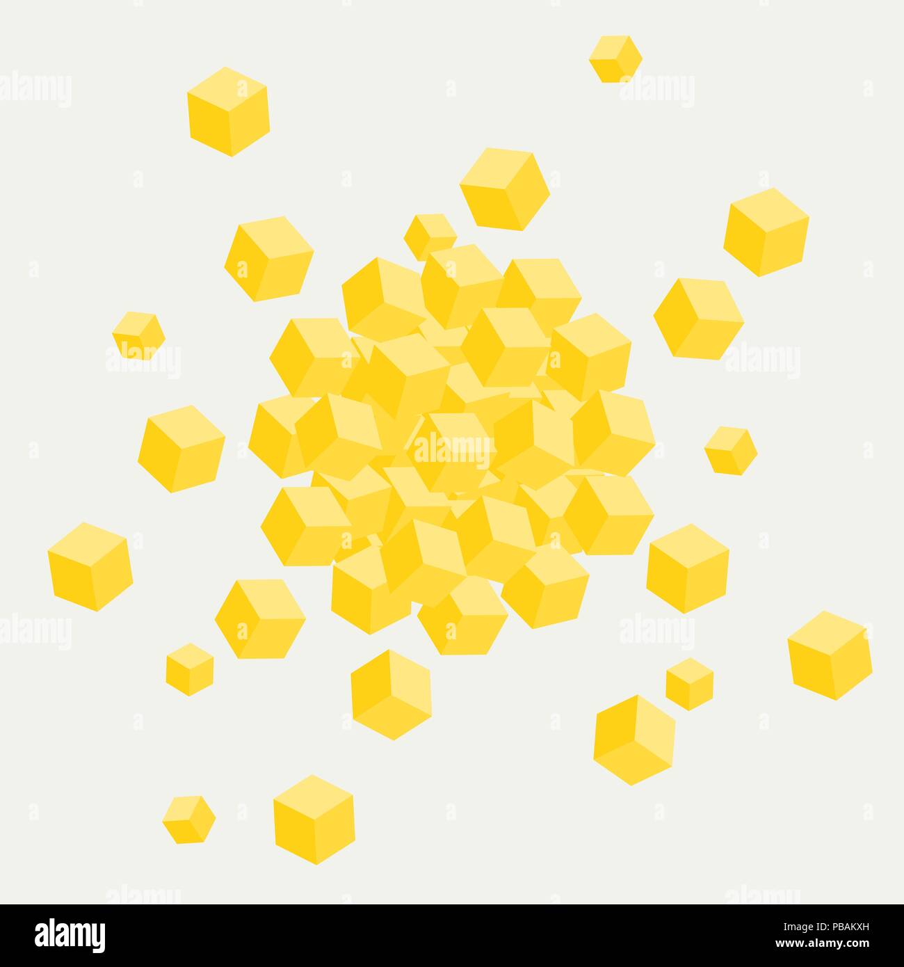 Sun 3d cubes form, team building concept, vector illustration Stock Vector