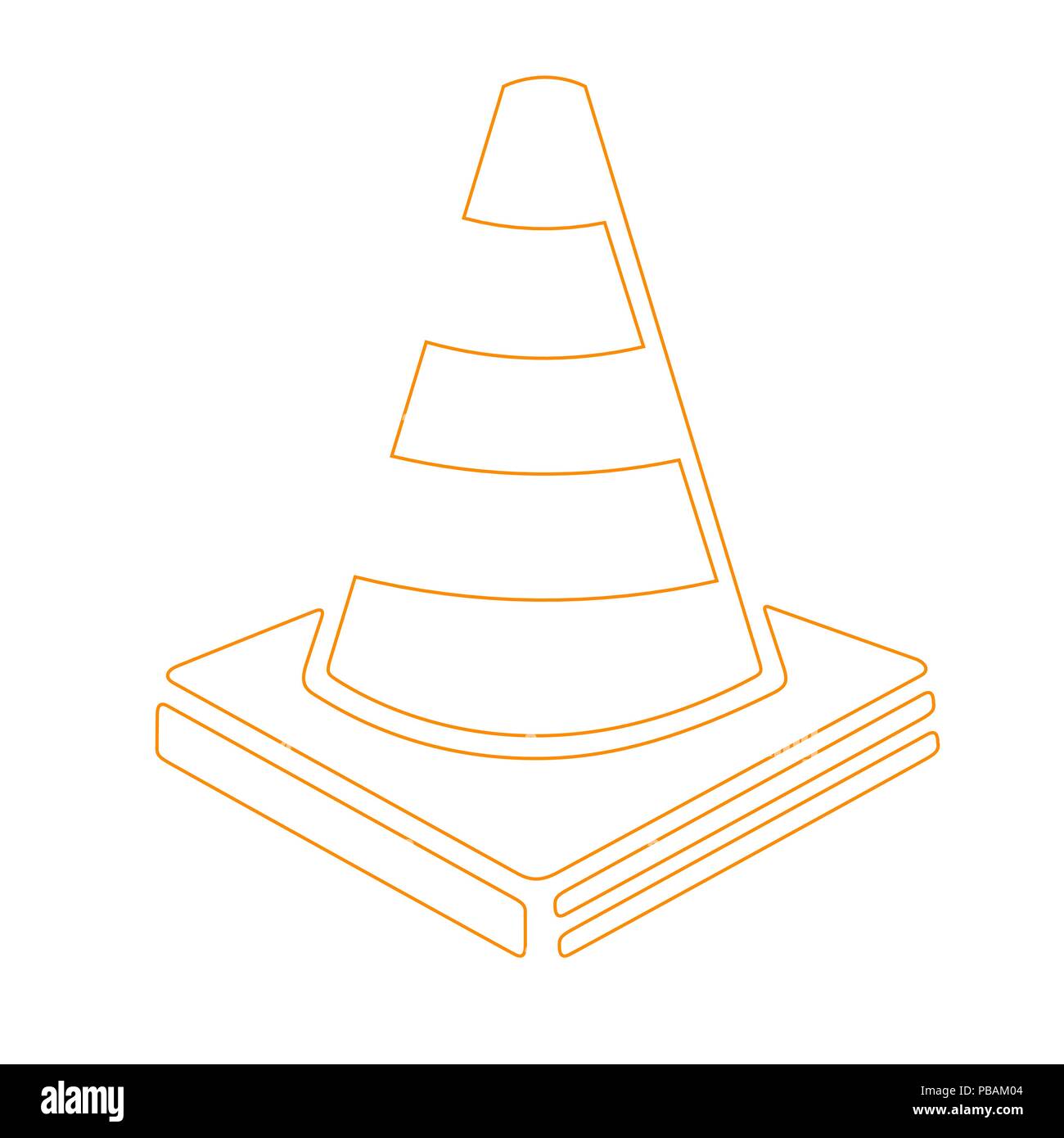 Traffic cone, futuristic line vector icon Stock Vector