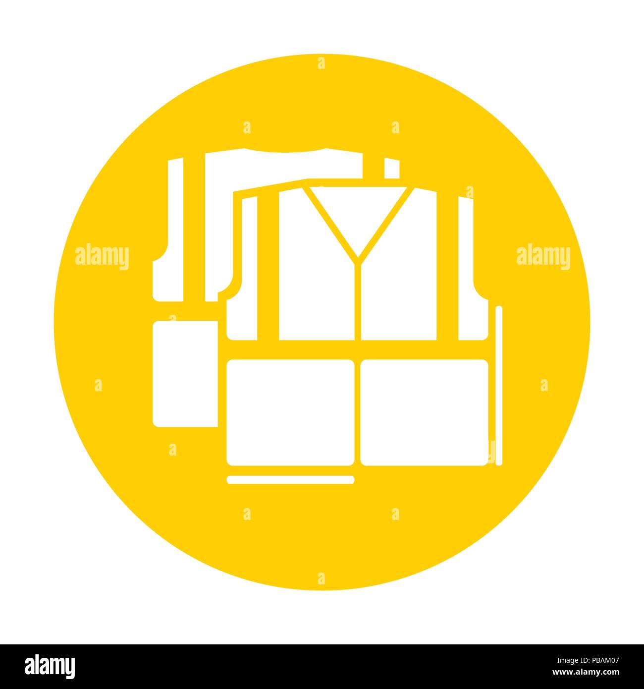 Road worker work vest flat design icon, vector sign Stock Vector