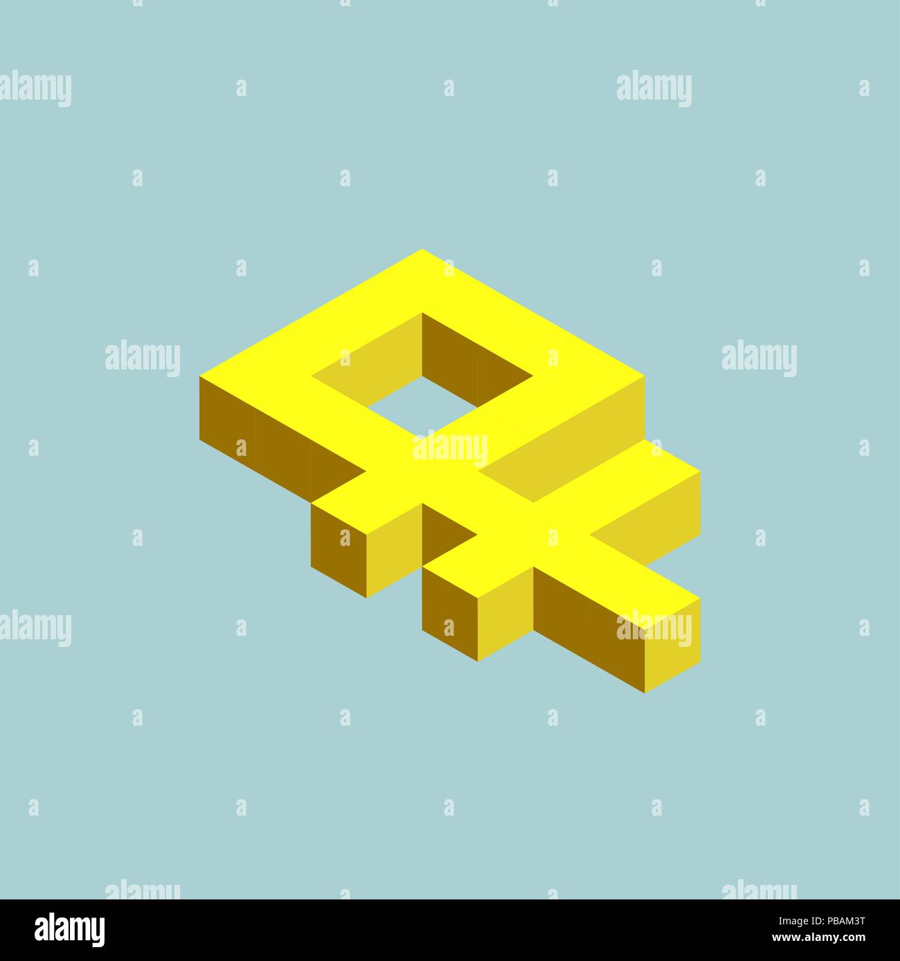 Ruble sign cubes form, ruble fell. Isometric russian currency icon ...