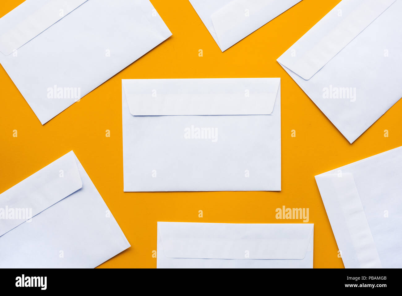 Blank post mail letter envelopes top view as mock up copy space Stock ...