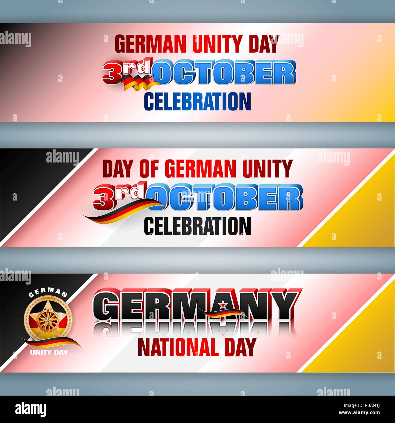 Set Of Web Banners For German Unity Day Stock Vector Art