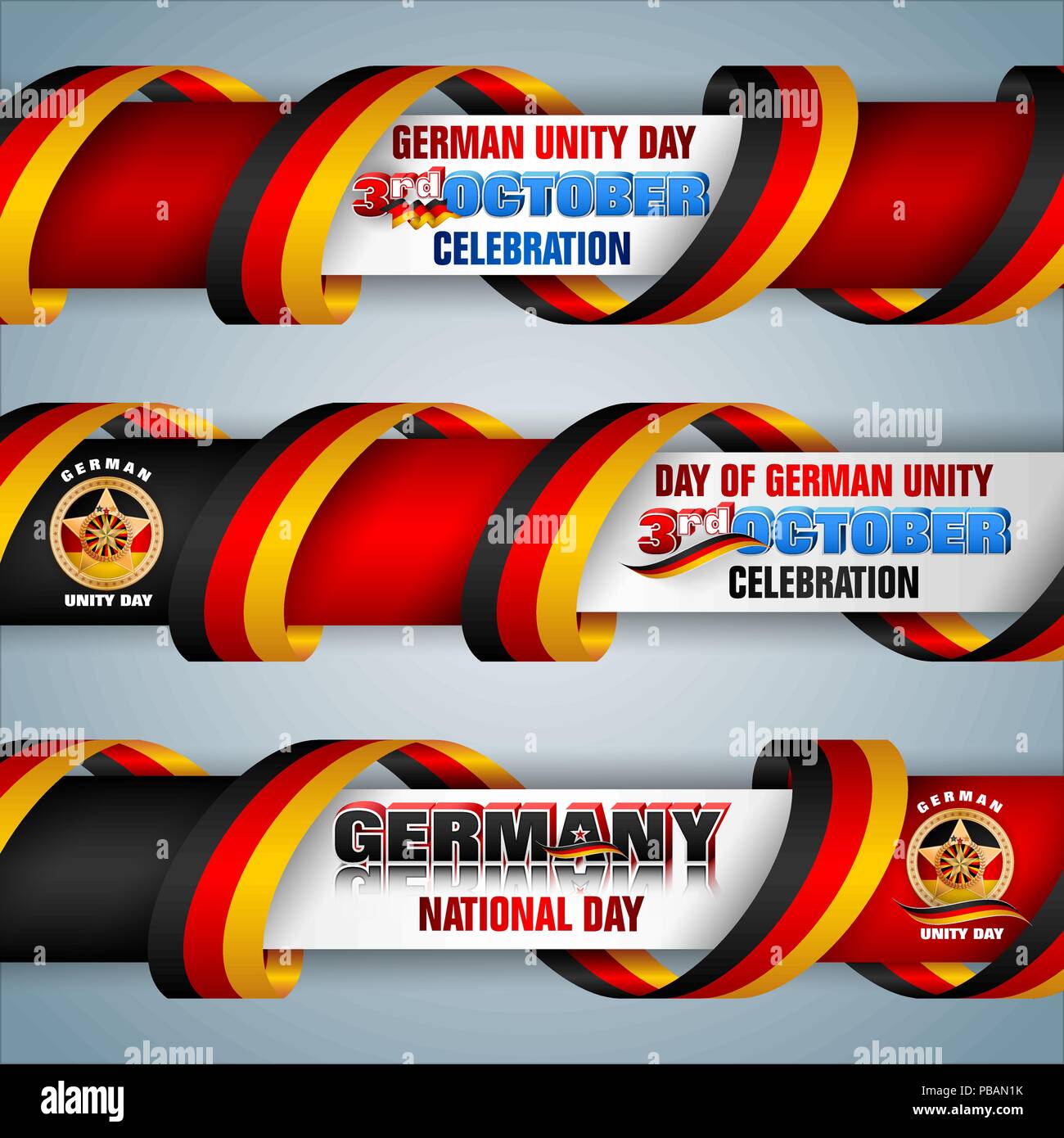 Set Of Web Banners For Day Of German Unity Stock Vector Art