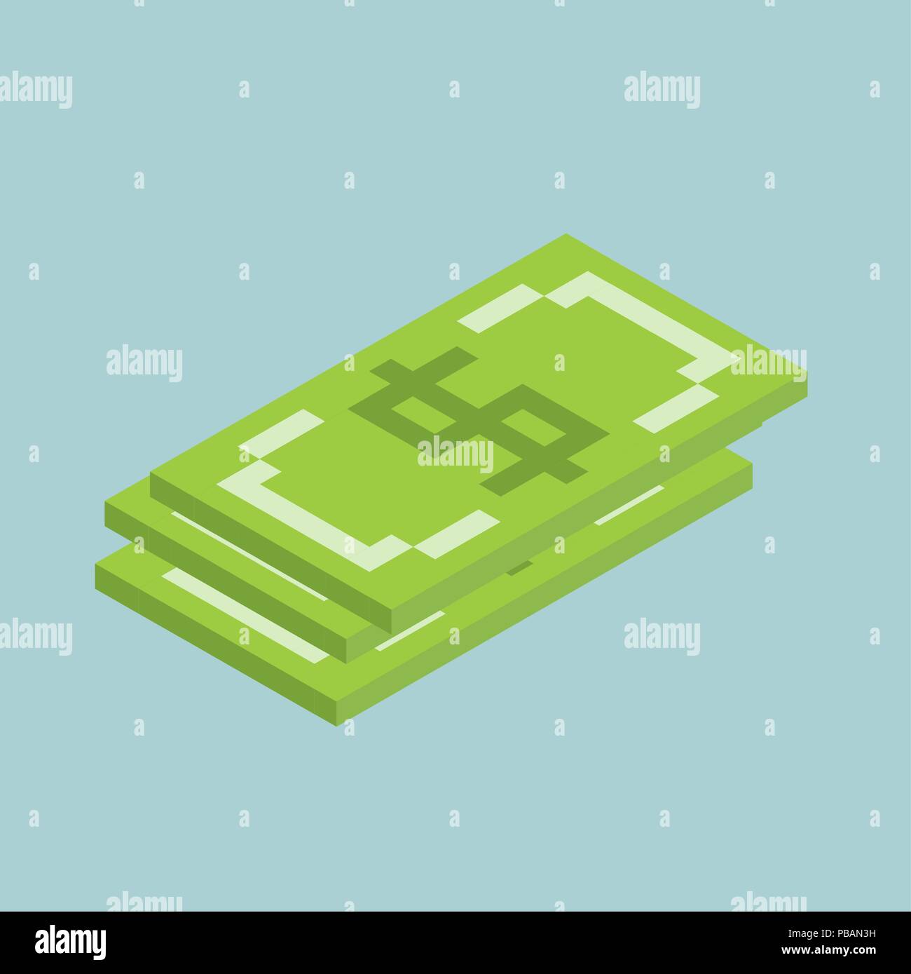 Dollars, bucks sign cubes form, isometric US currency icon, vector