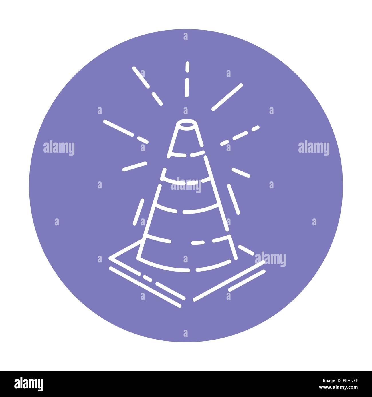 Traffic road cone icon, line vector sign Stock Vector