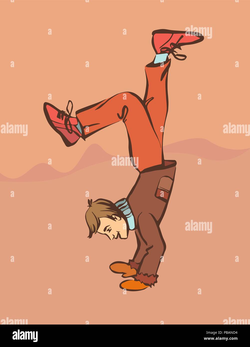 Young man stands on hands vector illustration Stock Vector Image & Art ...
