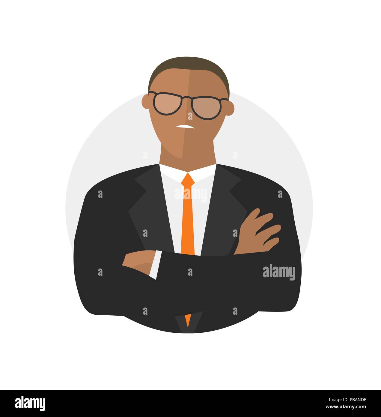 Black businessman not satisfied vector icon Stock Vector