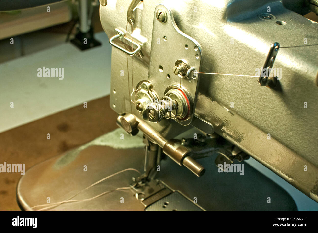 Industrial sewing machine for leather products closeup Stock Photo Alamy