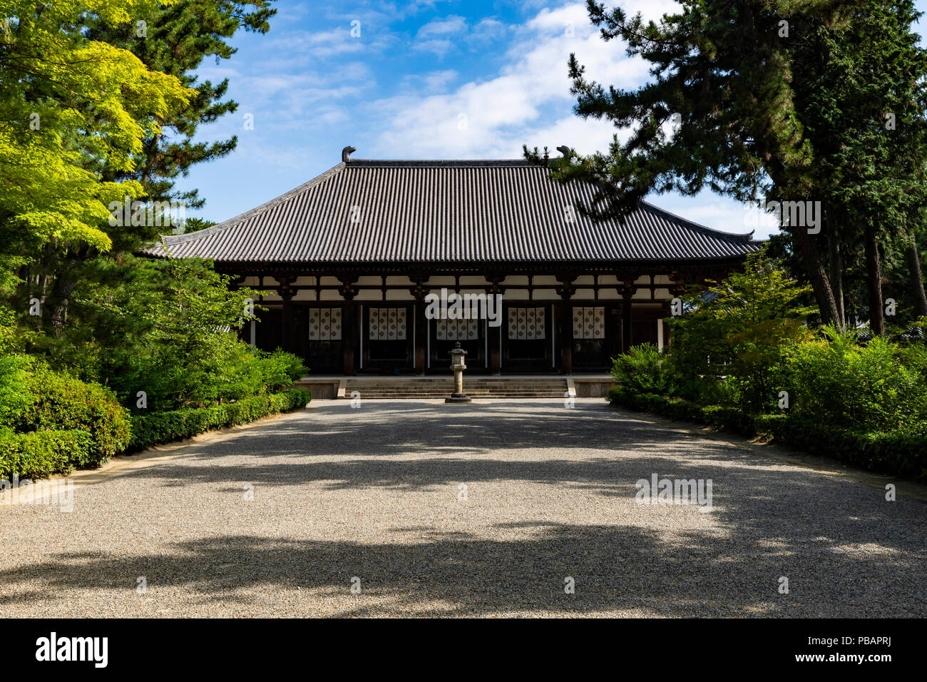 Toshodai-ji Temple was founded by Ganjin - a Chinese priest invited to Japan by the emperor to train priests and teach Buddhism so its influence propa Stock Photo