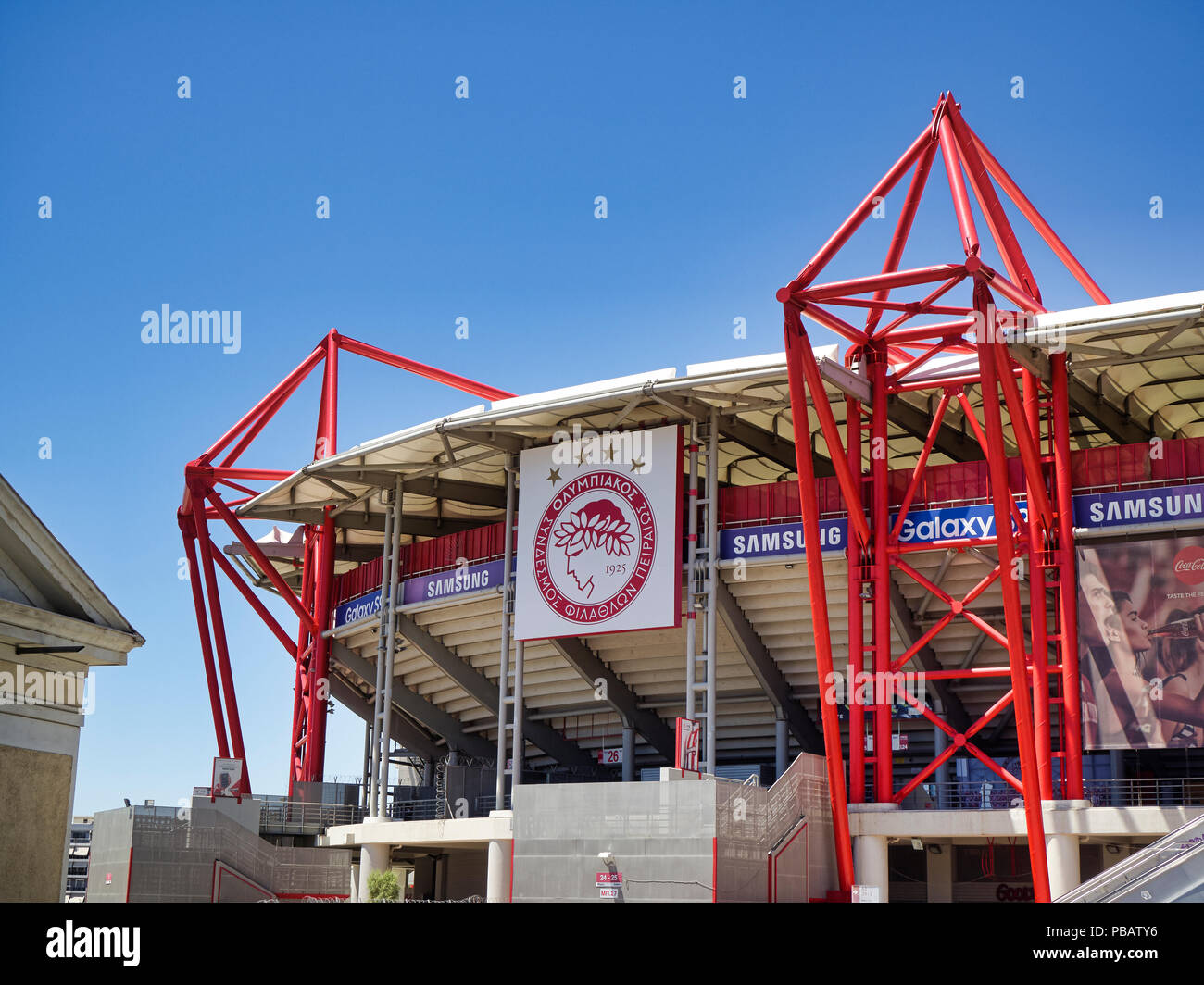Athens, Greece - June 29, 2018. The Georgios Karaiskakis Stadium, home of the Olympiacos Football Club team in the Neo Falir, Piraeus, Athens. Stock Photo