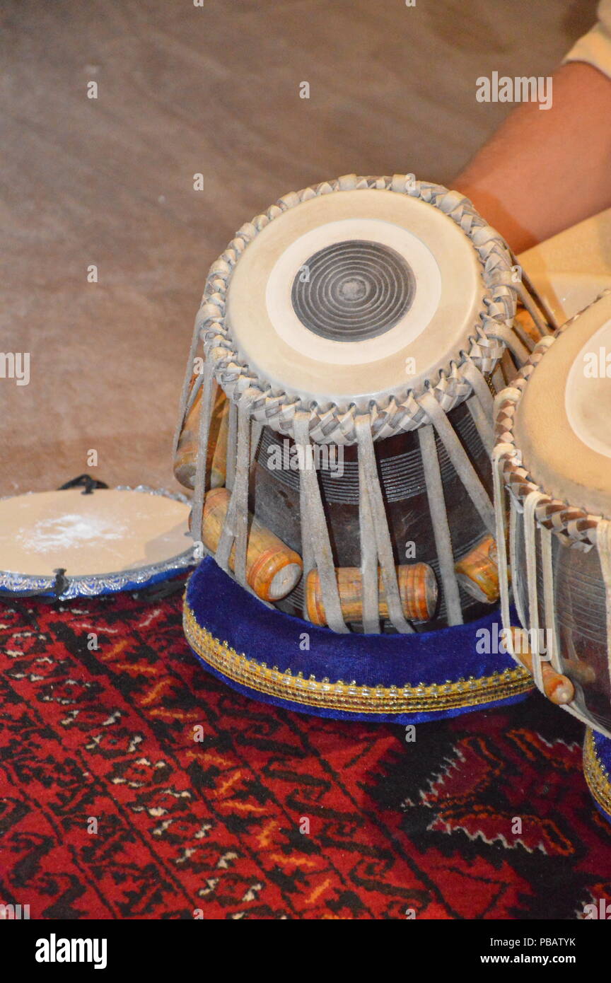 Zoom on a Tabla (Indian musical instrument Stock Photo Alamy