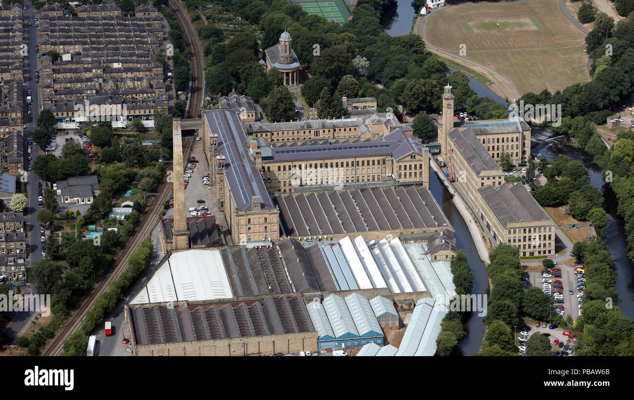 aerial view of Salts Mill & Saltaire URD Church, Shipley, Bradford