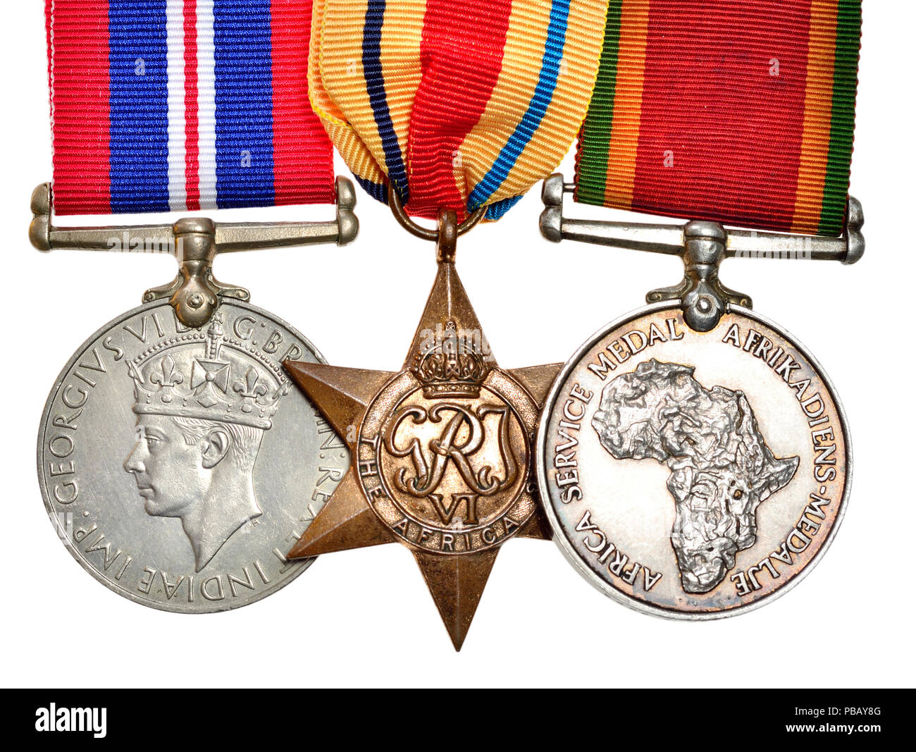 1939-45 War Medal; The Africa Star; Africa Service Medal Stock Photo